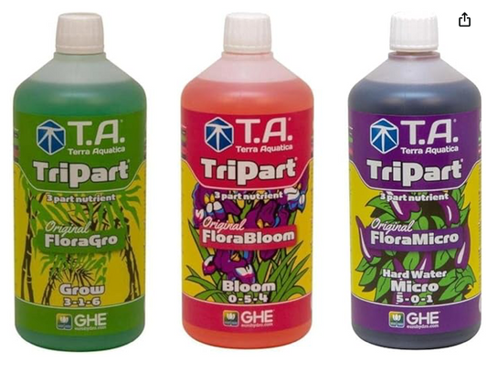 Senua General Hydrokultur Hartschale Hartes Wasser Flora QT-Serie Hydrokultur, FloraGro, FloraBloom und FloraMicro Wartung 1 L, 3er Pack